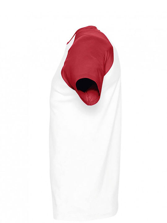 Kids Moda T-shirt Bărbătesc cu Mânecă Scurtă White / Red