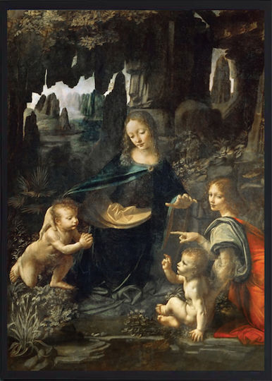 Walls La Vergine Delle Rocce Painting Copy of Da Vinci on Canvas 40x50cm
