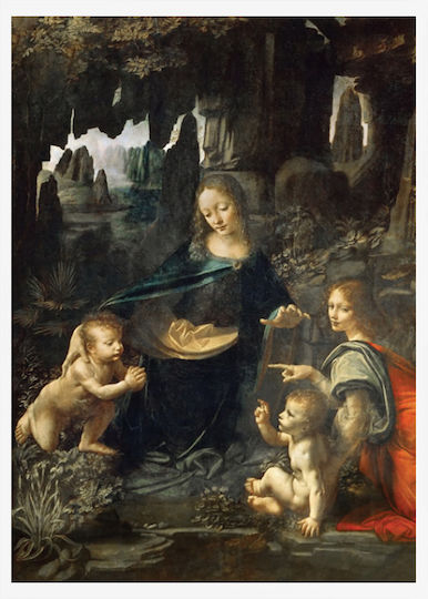 Walls La Vergine Delle Rocce Painting Copy of Da Vinci on Canvas 15x20cm