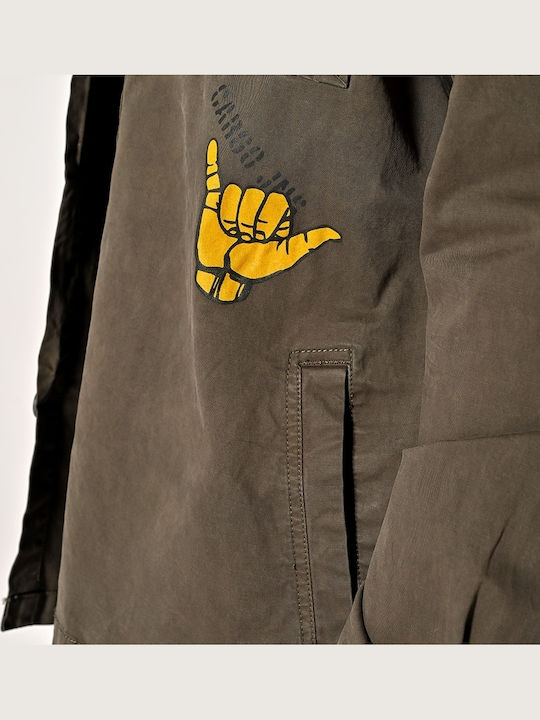Long-sleeved Denim Shirt in Wide Line Khaki