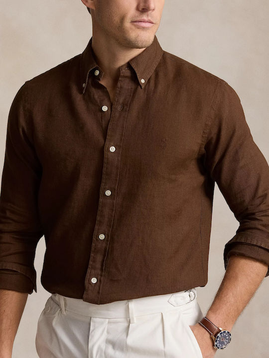 Shirt Long-sleeved Linen Shirt Chocolate Mousse
