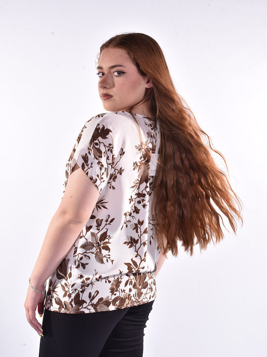 Women's Blouse Floral Brown