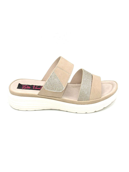 Super Mode Women's Flat Sandals Anatomic in Beige Color