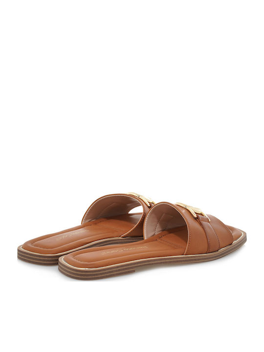 Women's Flat Sandals in Tabac Brown Color