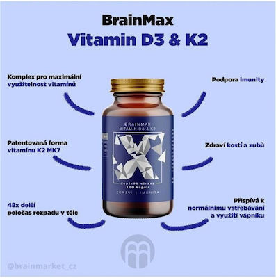 BrainMax Vitamin D3 für Stärkung des Immunsystems & die Knochengesundheit 100 Mützen