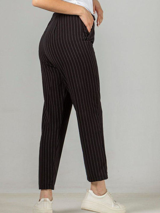 Simple Fashion Women's Fabric Trousers Striped Black