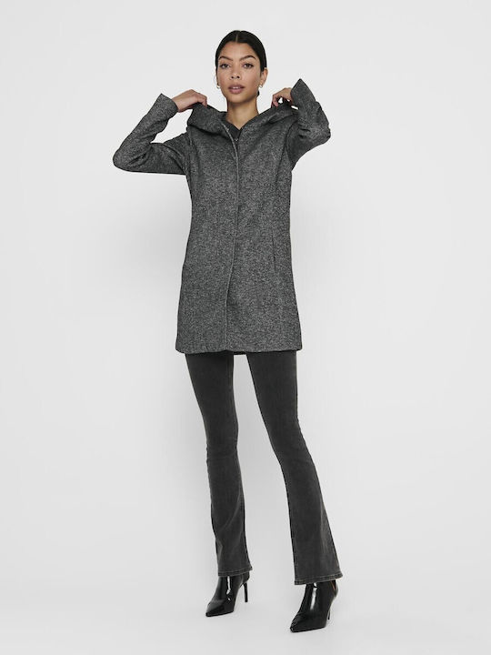 Only Women's Short Half Coat with Hood grey