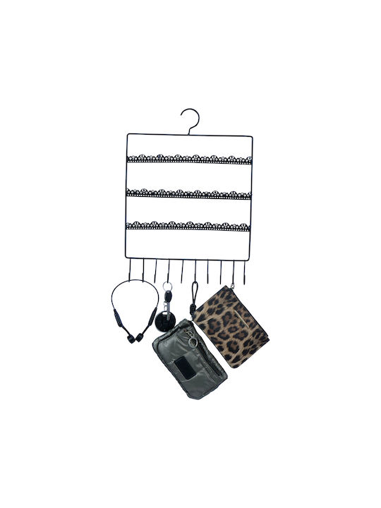 Uncle George Antique Wall Hanger Metal 10 Hooks Black