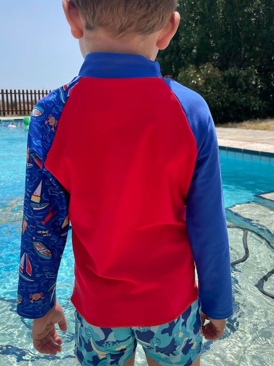 Speedo Kids Swimwear Long Sleeve Shirt Watermelon / True Cobalt