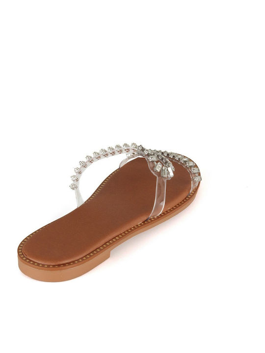 Leather Women's Flat Sandals in White Color