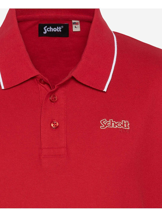 Schott Men's Short Sleeve Blouse Polo Red