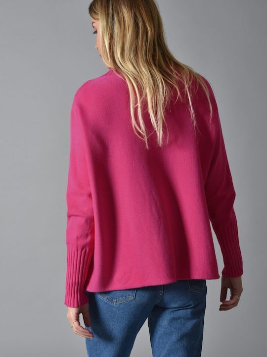 Belle Femme Women's Long Sleeve Sweater Fuchsia