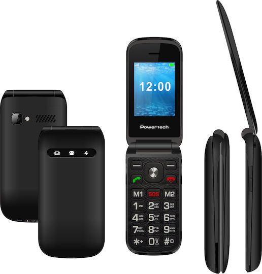 Powertech Milly Flip V2 Dual SIM Handy mit Großen Tasten Schwarzes