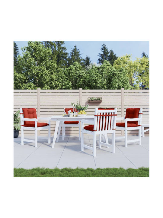 vidaXL Garden Chair Cushions with Backrest Red 4 Pieces 50x100cm
