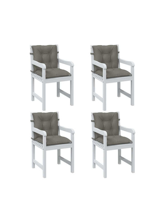 vidaXL Garden Chair Cushion with Backrest Dark Gray 4 Pieces 50x100 cm