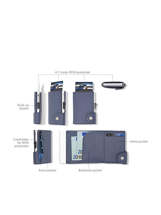 Leder Herren Geldbörse Klassisch mit RFID Blau