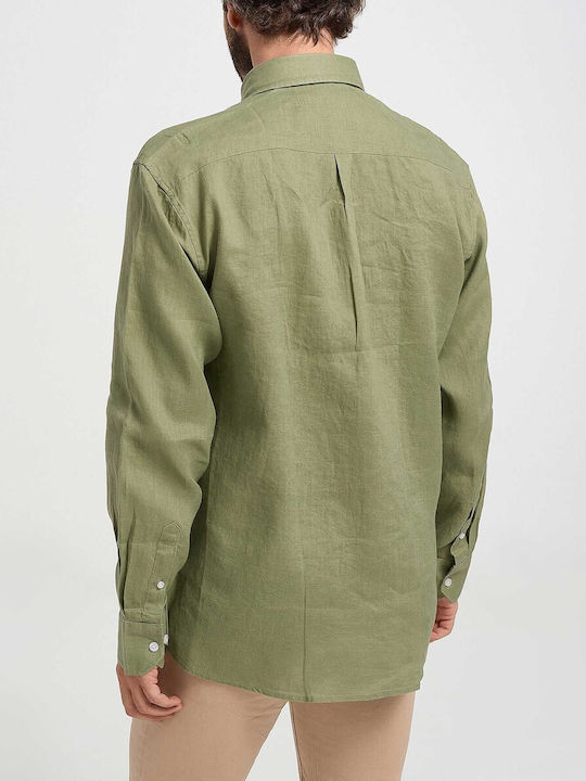 Rook Men's Shirt Long Sleeve Linen Olive