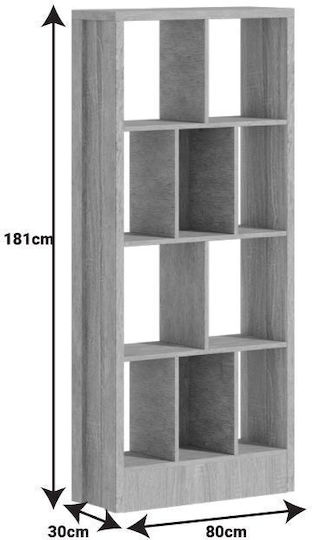 Bookcase Dividre Walnut 80x30x181cm
