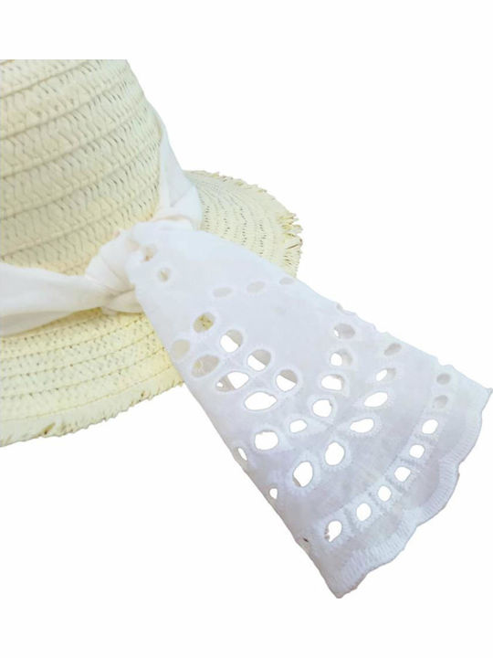 Two In A Castle Kinderhut Stroh Beige White Ribbon