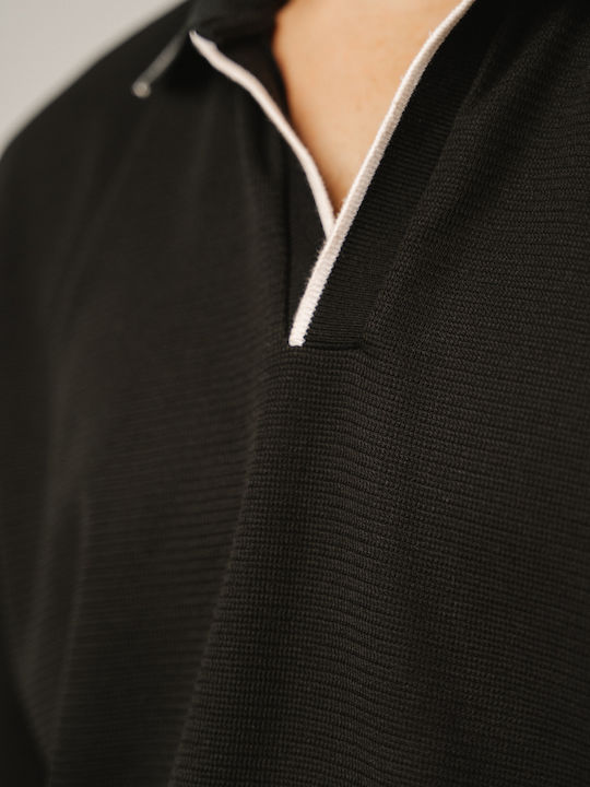 Polo Kurzarmbluse Schwarz