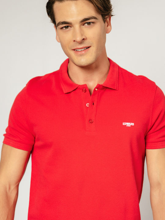 Edward Jeans Men's Short Sleeve Blouse Polo Red