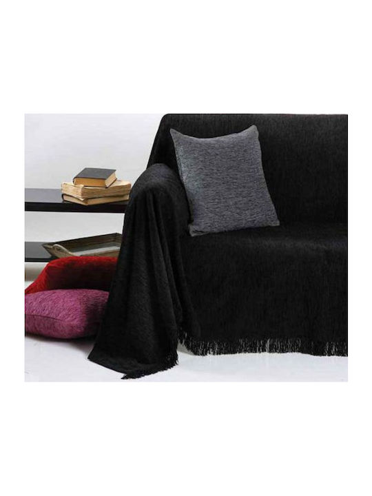 Anna Riska 1300 Chenille Armchair Throw 150x180cm Black