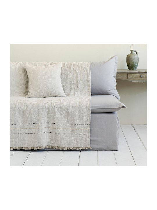Nima Azura Three-Seater Sofa Throw 2 Sides Crinkled 180x300cm Ivory