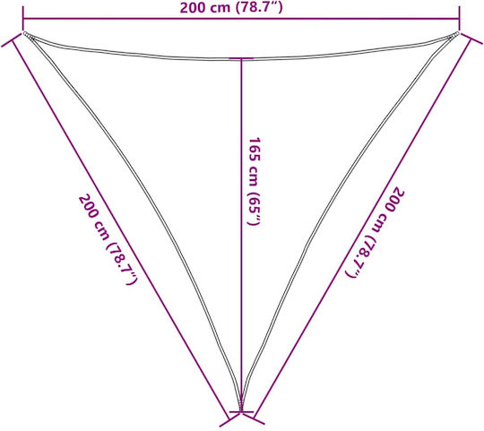 vidaXL Триъгълник Shade Sail Бежов с PU покритие 2x2m