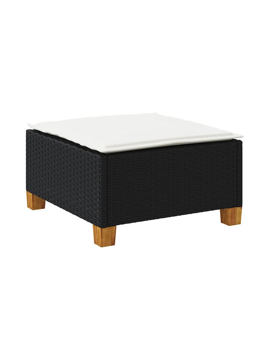Băncuță Cub Pentru Exterior Rattan Cu Pernă Neagră 63.5x56x32cm