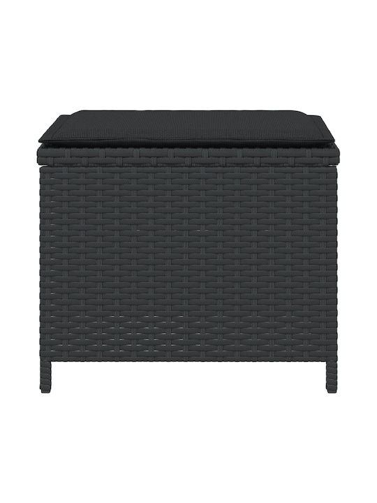 Garden Stool Cube Outdoor Rattan with Cushion Black 4 Pieces 40x40x35cm