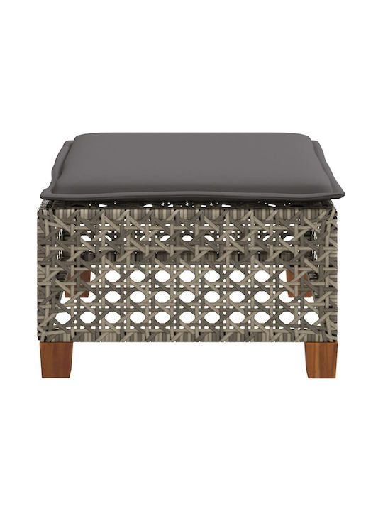 Gartenhocker Würfel Außeneinsatz Rattan mit Grauem Kissen 63,5x56x32cm