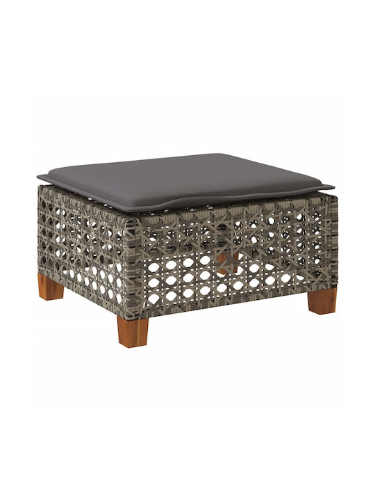 Gartenhocker Würfel Außeneinsatz Rattan mit Grauem Kissen 63,5x56x32cm
