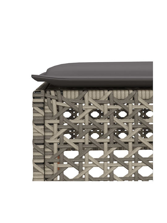 Gartenhocker Würfel Außeneinsatz Rattan mit Grauem Kissen 63,5x56x32cm