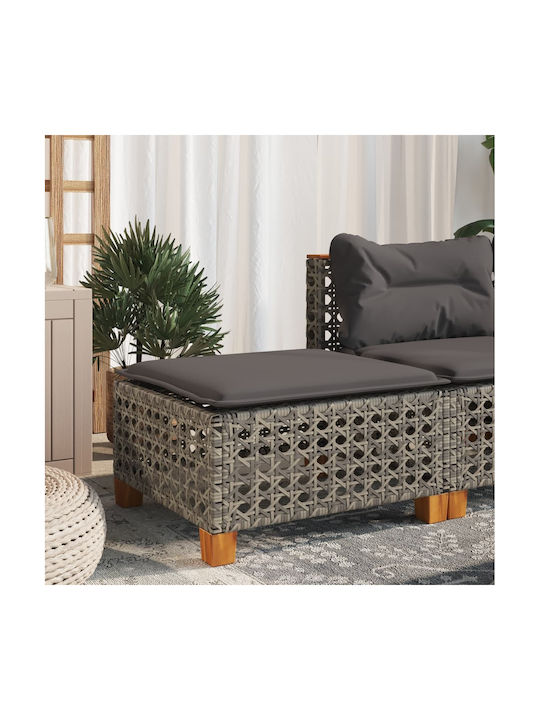 Gartenhocker Würfel Außeneinsatz Rattan mit Grauem Kissen 63,5x56x32cm