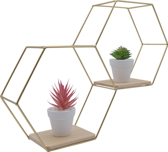 Wandregal Gold / Light Eiche 41x10x30cm