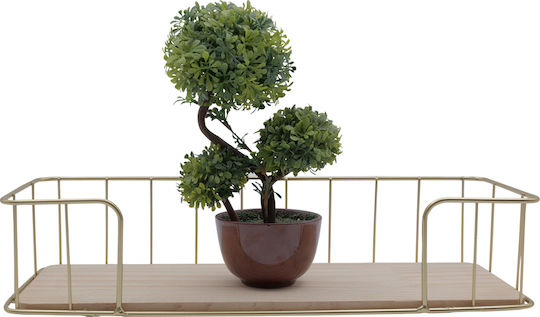Gold Wall Shelf Light Oak 35x14x8cm