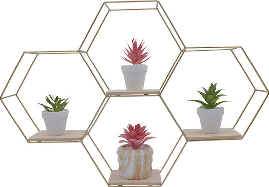 Wall Shelf Gold / Light Oak 58x10x40cm