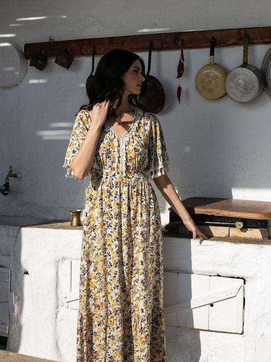 Open Midi Dress Yellow