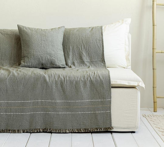 Nima Azura Ριχτάρι Τριθέσιου Καναπέ Γκοφρέ 180x300εκ. Khaki