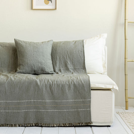 Nima Azura Ριχτάρι Τριθέσιου Καναπέ Γκοφρέ 180x300εκ. Khaki