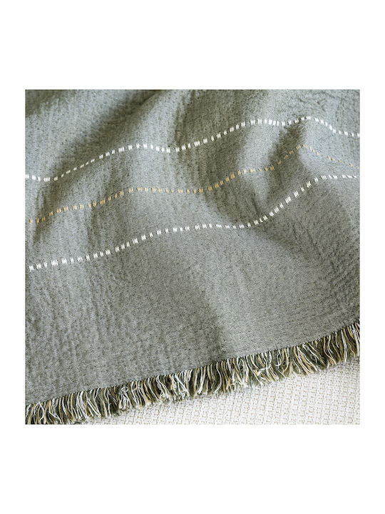 Nima Azura Three-Seater Sofa Throw Crinkled 180x300cm Khaki