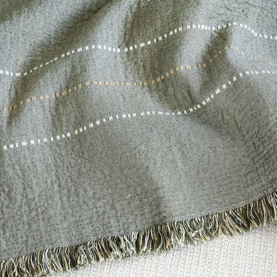 Nima Azura Ριχτάρι Τριθέσιου Καναπέ Γκοφρέ 180x300εκ. Khaki