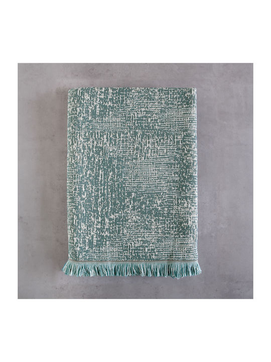 Rythmos Canda Three-Seater Sofa Throw Two Sides Jacquard 180x280cm Petrol Blue