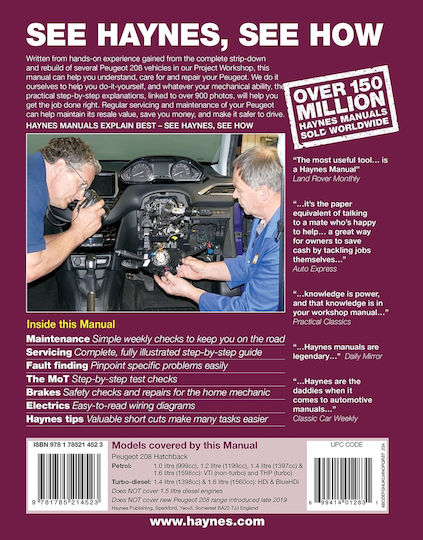 Peugeot 208 Petrol & Diesel (2012 To 2019) 12 To 69 Reg