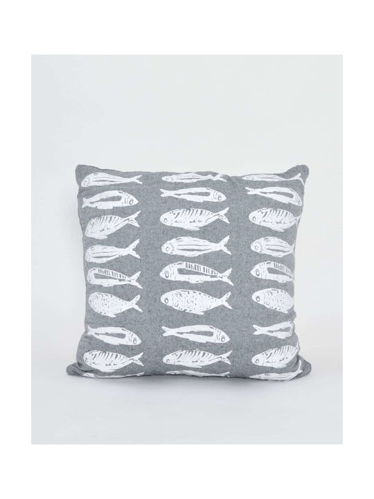 Pennie Decorative Pillow Case Matia Psaria from 100% Cotton Black 40x40cm.