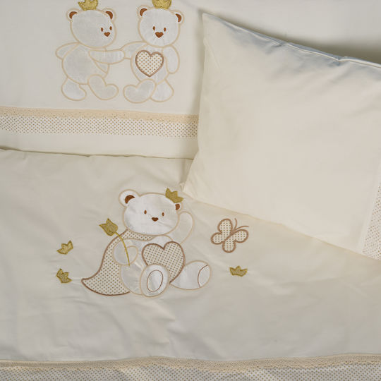 Σετ Κούνιας Teddy Heart/family Decobebe Λευκό 2τμχ