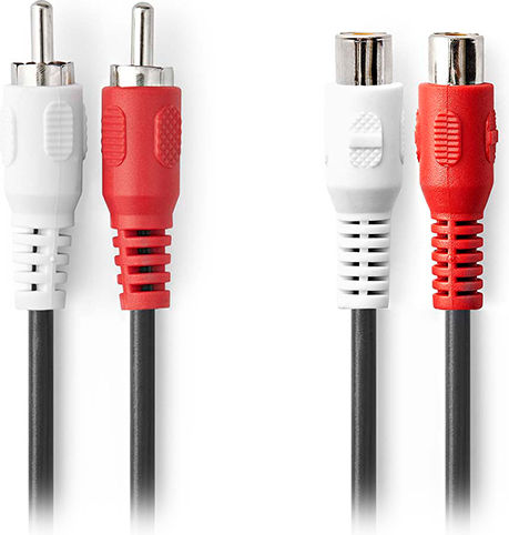 Nedis Cable 2x RCA male - 2x RCA female 10m CAGL24205BK100