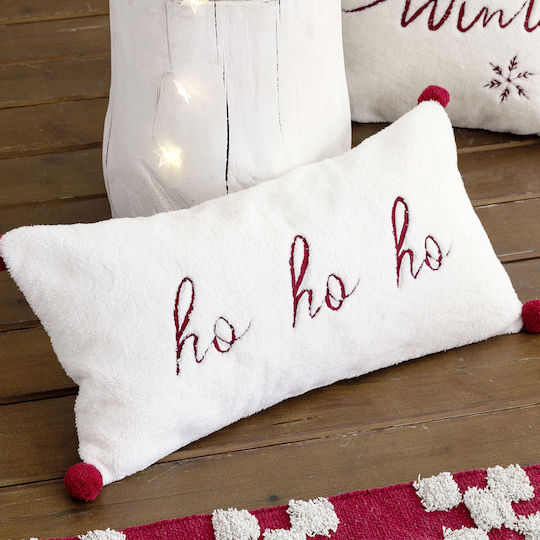 Nima Perna De Canapea Ho Ho Ho Din 100% Bumbac Alb Roșu 30x60cm