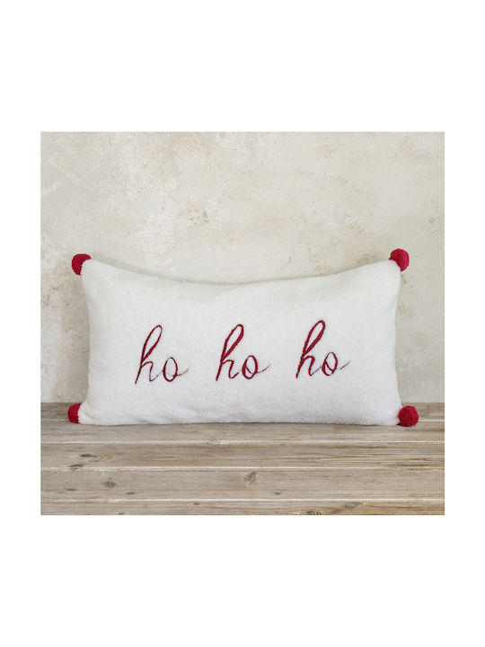 Nima Sofa Cushion Ho Ho Ho 100% Cotton White Red 30x60cm