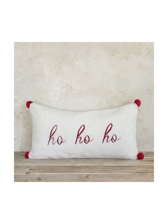 Nima Sofa Cushion Ho Ho Ho 100% Cotton White Red 30x60cm